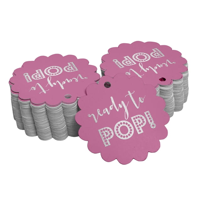 Inkdotpot Ready To Pop Baby Shower Bottle Tag Real Silver Foil Favor Hang Tags 100 Pack