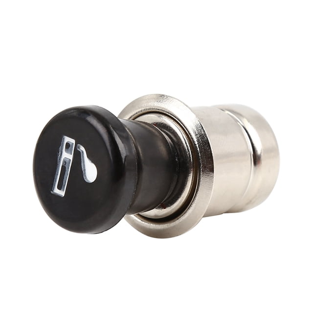 Allume-cigare Auto Universel Allume-Cigare de Voiture Prise d'Alimentation de Remplacement DC 12V 24V. Comprend un Capuchon en Céramique Noire avec une Icône de Cigarette et un Corps en Métal durable. Conçu pour les Véhicules avec des Prises de Courant DC 12V/24V, Convient aux Prises avec un Diamètre Intérieur Supérieur à 0,79 Pouces. Compatible avec Adaptateurs d'Alimentation de Voiture et Accessoires comme Couvertures, Coussins et Bouilloires.