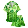 thumbnail image 4 of Pyjama Imprimé pour Filles St. Patrick's Day, Haut à Manches Courtes avec Boutons et Shorts, Ensemble de Pyjama pour la Maison, 4 of 4