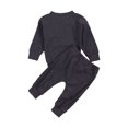 thumbnail image 3 of Kids Baby Solid Color Clothes Set, Baby Rainbow Embroidery Long Sleeve O-neck Tops + Drawstring Waist Long Pants, 3 of 8
