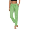 thumbnail image 2 of Jsaierl Women's Straight Leg Sweatpants Drawstring High Wasited Athletic Cropped Pants Solid Color Workout Jogger Sweat Pants with Pockets, 2 of 9