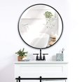 thumbnail image 3 of Black Round Wall Mirror - 24 Inch Large Round Mirror, Rustic Accent Mirror For Bathroom, Entry, Dining Room, & Living Room. Metal Black Round Mirror For Wall, Vanity Mirror Large Circle Wall, 3 of 6