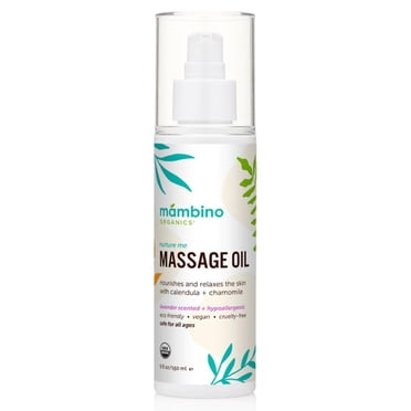 Mambino Organics Huile de Calendula pour Bébé après le Bain – Huile de Bain de Massage pour le Sommeil de Bébé, la Sécheresse, les Démangeaisons et les Rougeurs – Huile de Bain Apaisante pour Nouveau-Né avec Lavande, Camomille et Huile de Jojoba Biologique, 5 Oz.