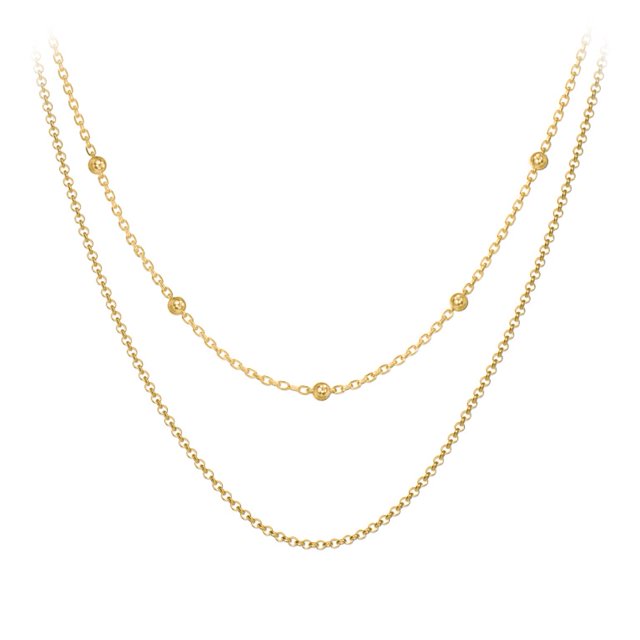 Collier Superposé avec Perle de Gare et Chaîne Torsadée