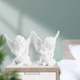 thumbnail image 2 of facefd 2pcs Cupid Angel Statue Tabletop Cherub Home Decor Garden Ornament White, 2 of 8