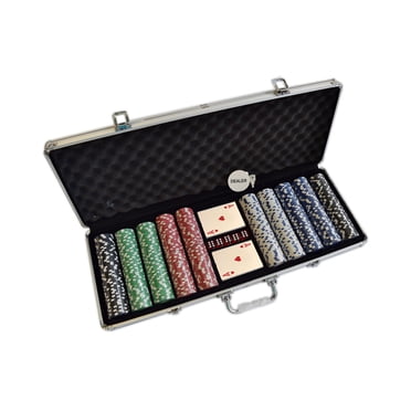 HAN'S DELTA Ensemble de Jetons de Poker 11,5 Grammes pour Texas Holdem, Blackjack, Casino, Jeu de Hasard avec Étui en Aluminium, Cartes, Bouton du Croupier, Ensemble de 500 Jetons