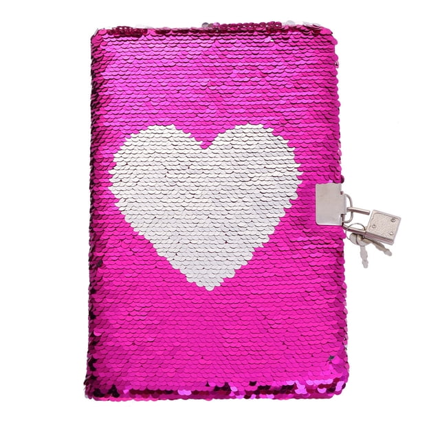 Carnet Cœur d'Amour Coloré, Journal Secret à Paillettes avec Verrou, Carnet Réversible, Journal Privé, Carnet de Voyage, Cadeau pour Adultes et Enfants