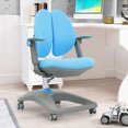 thumbnail image 3 of Gymax Chaise de Bureau pour Enfants Réglable en Hauteur et en Profondeur avec Roulettes à Frein d'Assise Bleu, 3 of 10
