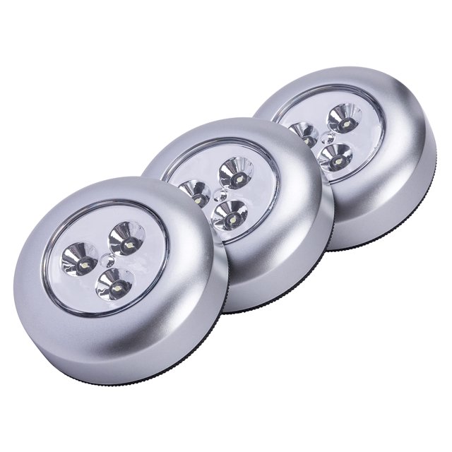 LIGHT IT! By Fulcrum, 30010-301 Stick-On Light, Silver, 3 Pack