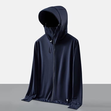 AherBiu Plus Size Men's Sun Protection Hoodie Shirts Zip up Lightweight Hiking Fishing Outdoor T-Shirts with Mash