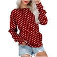 thumbnail image 1 of Lmnyox Chandails à Col Rond pour Femmes, Mode Décontractée, Imprimé, Manches Longues, Chandails à Enfiler avec Poche, Chemises Basiques Amples, 1 of 6