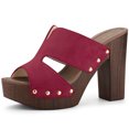 thumbnail image 1 of BLISSFUL STEP Women's Faux Suede Platform High Block Heel Slides Sandals, 1 of 6