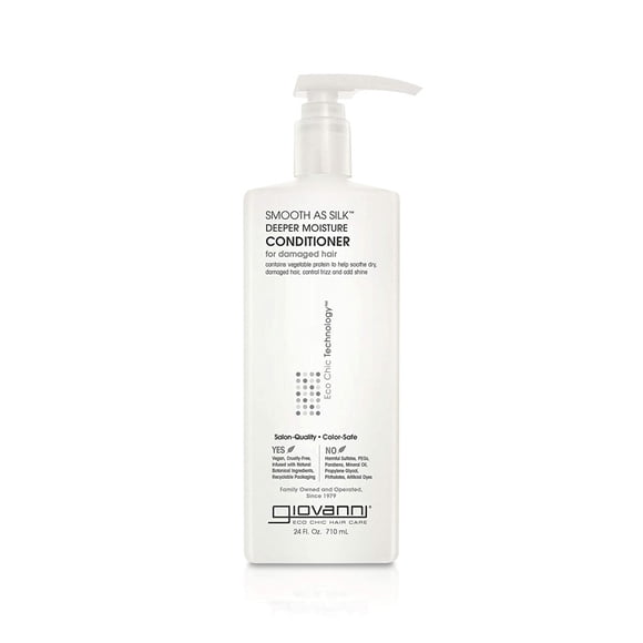 GIOVANNI Smooth As Silk Deeper Moisture Conditioner, 24 oz. Calms Frizz, Detangles, Wash & Go, Co Wash, No Parabens, Color Safe (Pack of 1)