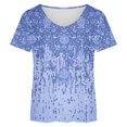 thumbnail image 4 of Meichang Chemises Grande Taille pour Femmes Chic Décontracté Chemise Basique Mode d'Été T-Shirt Imprimé Hauts Décontractés T-Shirt à Manches Courtes Ample Col Ras du Cou Chandail T-Shirts, 4 of 4