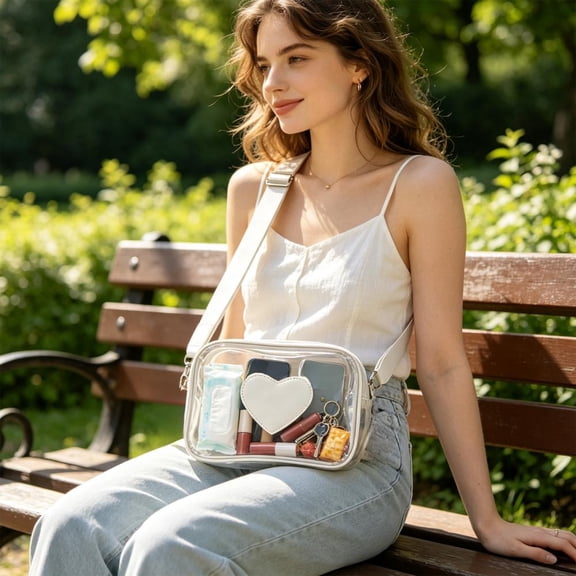 Outoloxit Sac à Bandoulière Transparent en PVC, Petit Sac Bandoulière Polyvalent pour Femmes, Sac à Main Clair Tendance et à la Mode, Sac Quotidien Frais