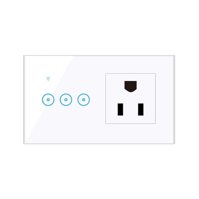 Mistaha 95- Wi-Fi Smart Wall Outlet with 3 Gang Touch Light Switch Smart Life APP Remote Control, Voice Control, Touch Control Compatible with Assistant Wi-Fi Smart Switch Plug Outlet Standard