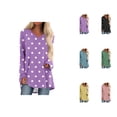 thumbnail image 1 of Hauts à Pois pour Femmes à Manches Longues 2026 à la Mode Col en V Confortable Coupe Décontractée T-Shirt Chemise, 1 of 2