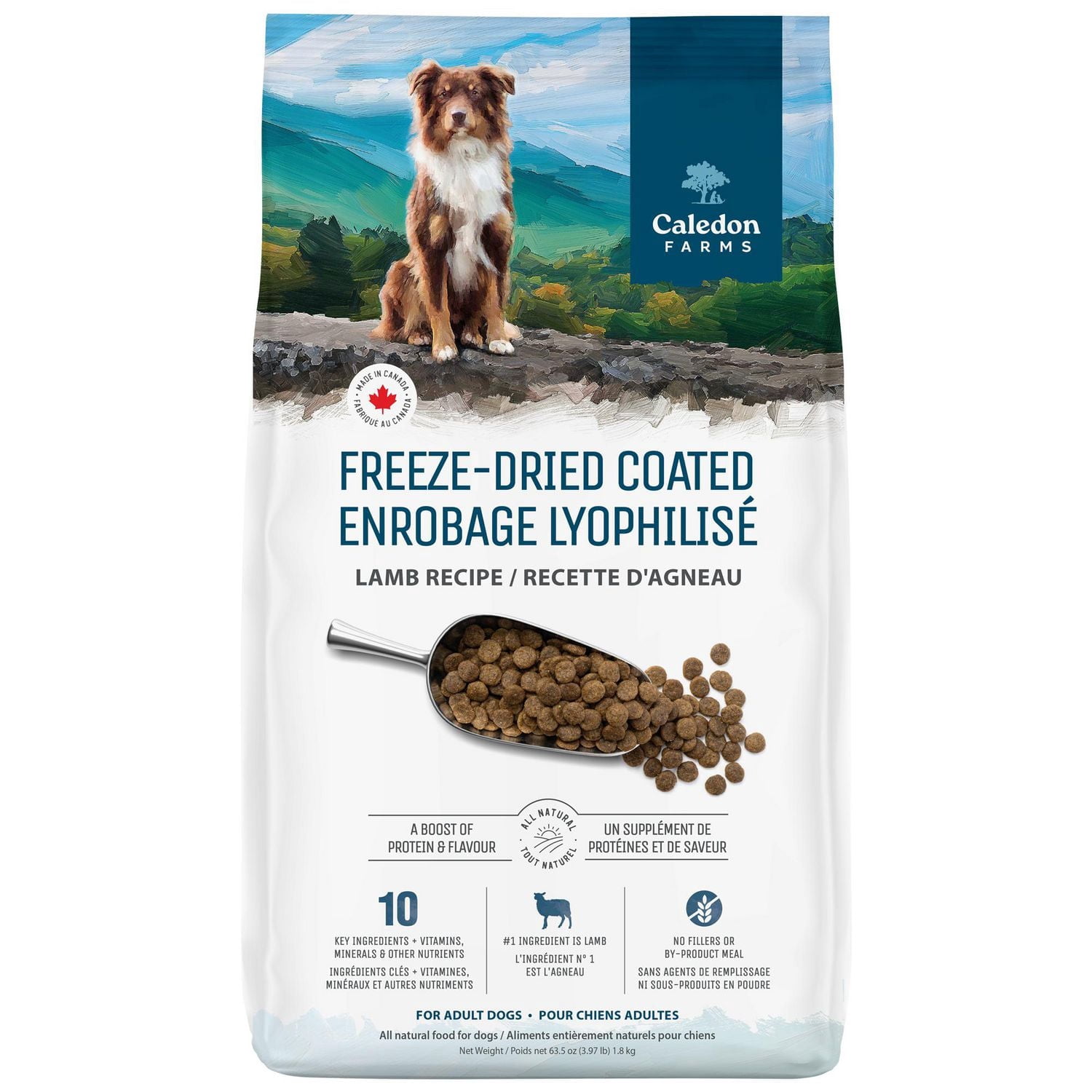 Caledon Farms all Natural Freeze-Dried Coated Lamb Recipe Premium Dry Dog Food 1.8kg