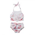thumbnail image 1 of Ensemble Bikini 2 Pcs pour Filles, Hauts à Bretelles en Dentelle + Shorts Imprimé Floral, 1 of 2