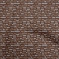 thumbnail image 1 of oneOone Cotton Poplin Brown Fabric Text Sewing Material Print Fabric By The Yard 56 Inch Wide, 1 of 5