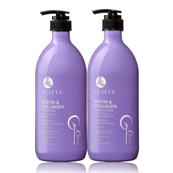Luseta Biotin & Collagen Shampoo & Conditioner Set 2 x 33.8oz - Thickening for Hair Loss & Fast Hair Growth - Infused with Argan Oil to Repair Damaged Dry Hair - Sulfate Free Paraben Free