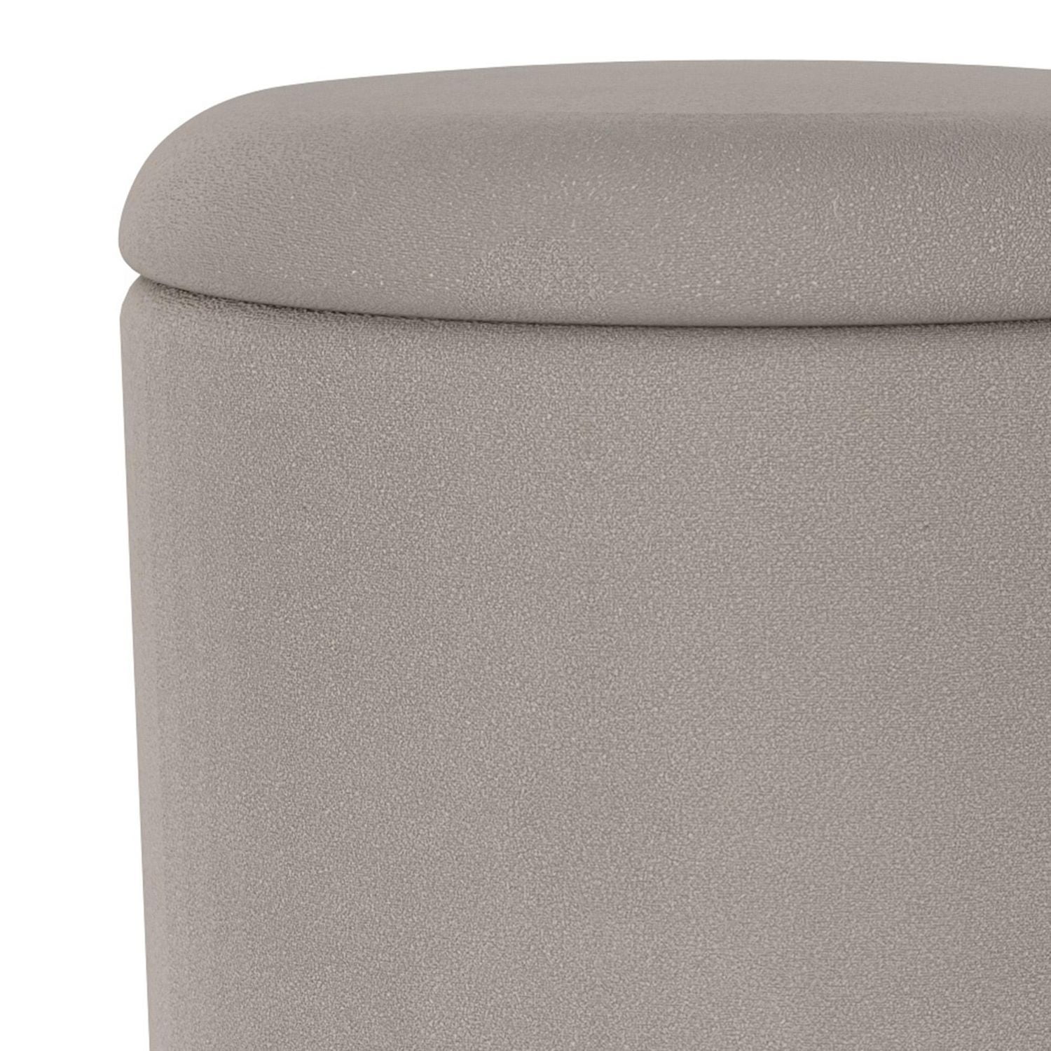 Moderne Tissu Ottomane de Rangement Ronde - Gris Chaud et Naturel