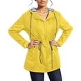 thumbnail image 2 of Kcodviy Womens Rain Jacket with Windbreaker Colorful Hood Lightweight Long Sleeve Top Jacket Windbreaker Zip Up Drawstring Plus Size Winter Coats Raincoat with Pockets, 2 of 6