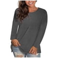 thumbnail image 1 of Long Sleeve Tops for Women Solid Color Casual Crew Neck T Shirts Fall Winter Basic Tees, 1 of 6