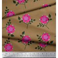 thumbnail image 3 of Soimoi polyester Crepe Fabric Leaves & Pink Flower Floral Print Sewing Fabric Yard 42 Inch Wide, 3 of 3