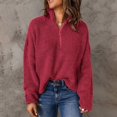 thumbnail image 1 of IMENGL Knit long sleeve 1/4 zip pullover turtleneck sweater, Red XL, Size M-2XL, 1 of 7