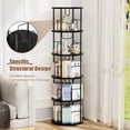 thumbnail image 3 of Flycity 5 Tier Rotating Bookshelf, 360° Display Rotating Bookcase Corner Storage Rack with Special Visible Partition Storage, Black, 3 of 8