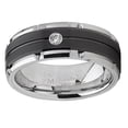 thumbnail image 2 of Men's Tungsten Carbide Wedding Band Real Diamond .05 Two Tone Black Ring 8mm 9.5, 2 of 6