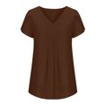 thumbnail image 4 of Timegard Hauts pour Femmes Été Chiffon Col en V Manches Courtes Pétale Blouse Plissée Fluide Tunique Décontractée Hauts, 4 of 6