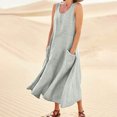 thumbnail image 4 of Liquidation d'Été 2025! Robe Grande Taille pour Femmes, Liquidation d'Été pour Femmes, Mode d'Été Décontractée pour Femmes Robe Sans Manches à Col Rond avec Poches, 4 of 5