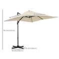 thumbnail image 3 of Outsunny 8'x8' Square Patio Hanging Offset Umbrella w/ Cross Base Cream, 3 of 9
