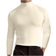 thumbnail image 4 of zanvin Chandail à Col Roulé Demi-Manches Longues pour Hommes, Basique, Ajusté, Beige, P, 4 of 5