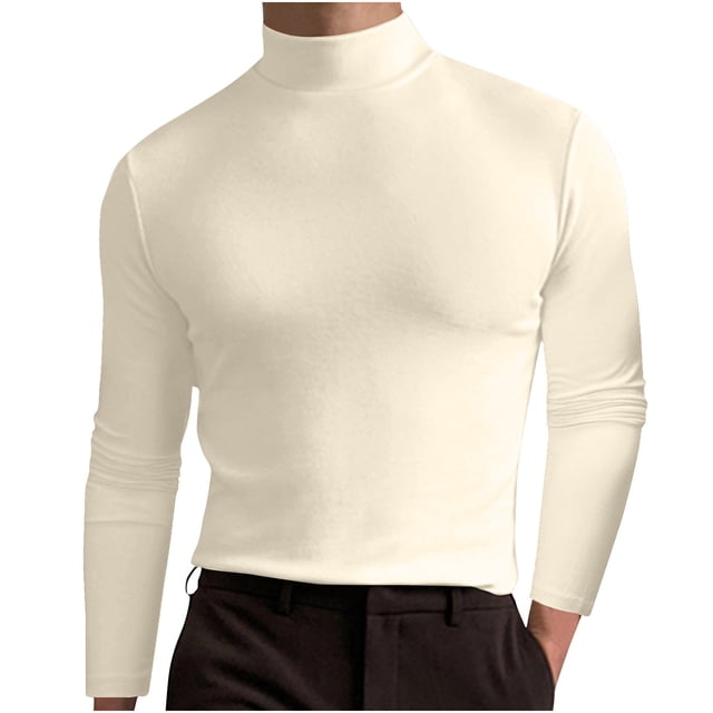 Birdeem Men Casual Fashion Solid Elasticity Turtleneck Long Sleeve Tops Blouse