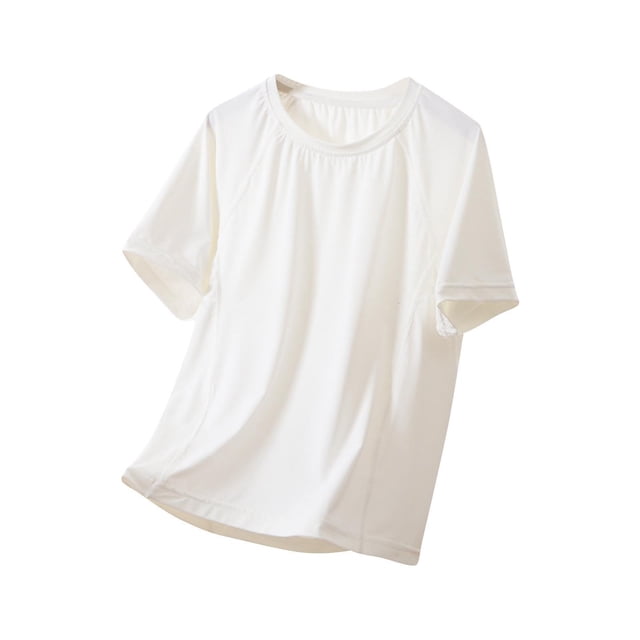 Zpanxa T Shirts for Girls Solid Color Breathable Short Sleeve Round Neck Sport Top Polyester 14 Years