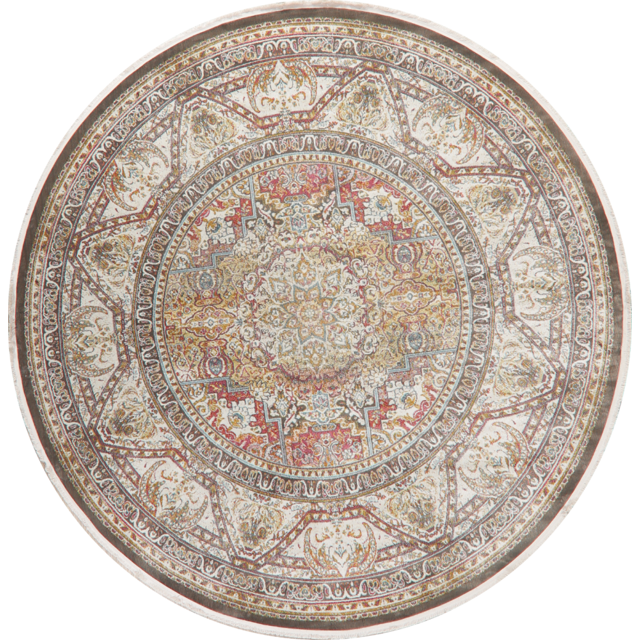 Tapis Ivoire Géométrique Oriental Turc Usé