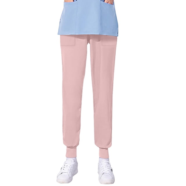 TIMIFIS Scrub for Women Solid Color Four Season Loose Bunched Feet Nurse Work Pants Scrub Pants - Spring/Summer