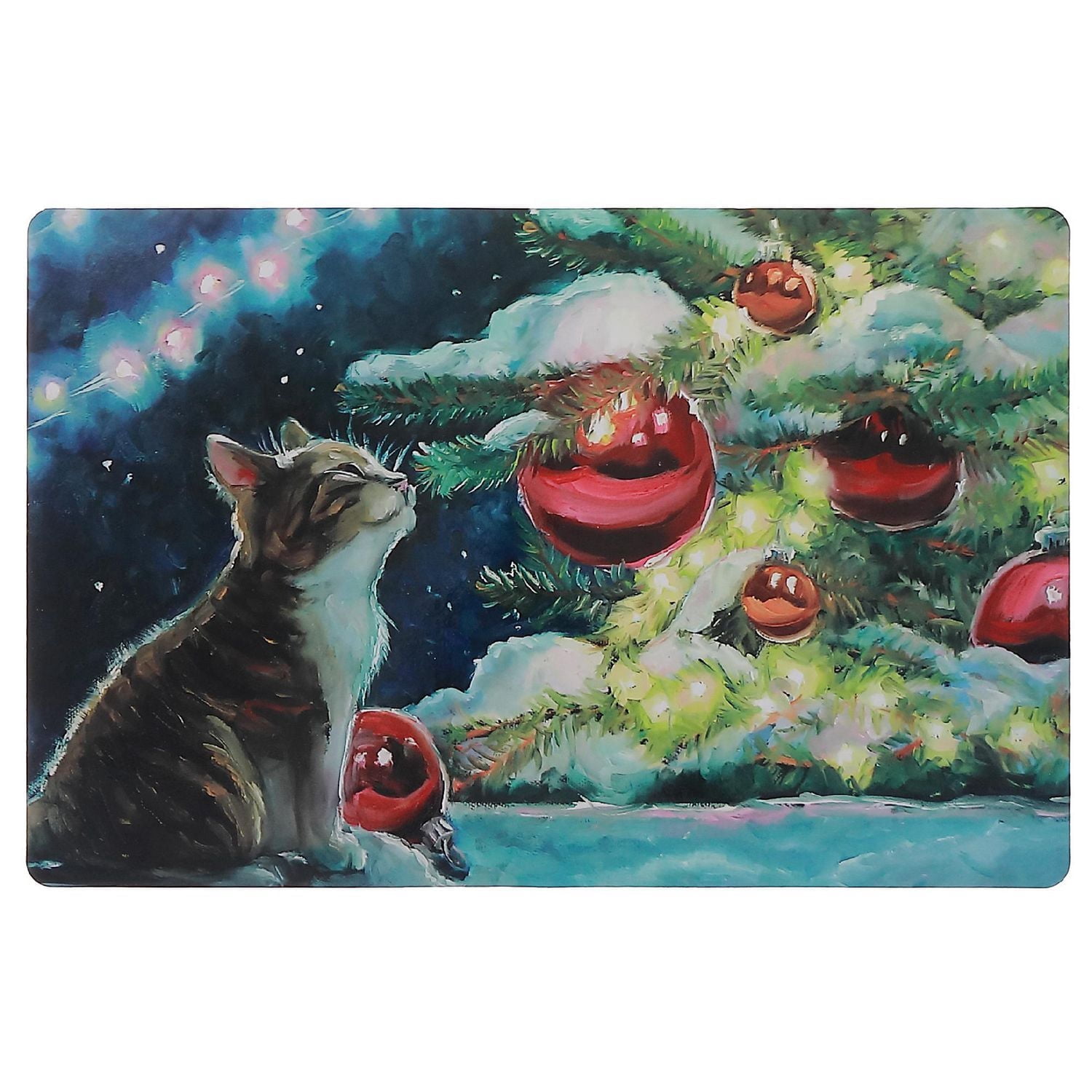 Set De Table En Plastique Chat De Nuit - Lot De 12