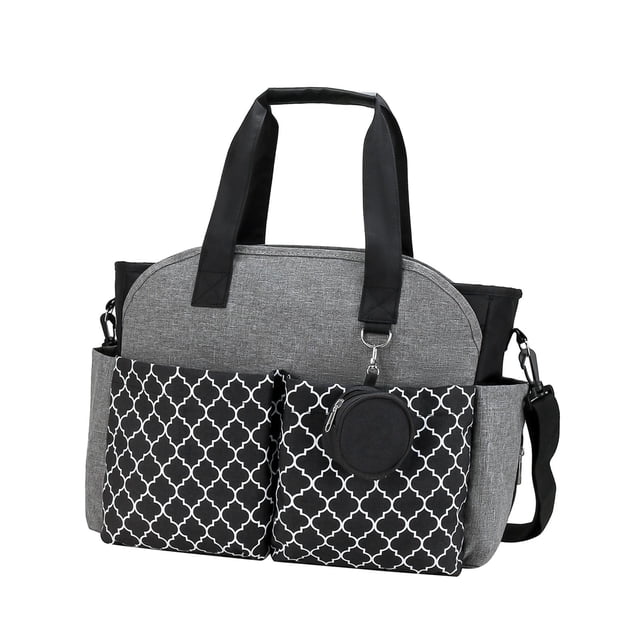 Multifunctional Baby Diaper Mummy Changing Bag for Mom and Dad Keys Bottle Black Gray