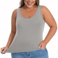 thumbnail image 2 of Yubnlvae Camisole Grande Taille avec Soutien-Gorge Intégré Débardeurs pour Femmes Camisole Basique Gilet Débardeurs avec Soutien-Gorge Intégré Camisoles Extensibles Liquidation! Uni, Col Rond, Gris, 5TG, 2 of 9