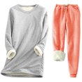 thumbnail image 1 of Pisexur Ensembles 2 Pcs pour Femmes Ensembles de Pyjama en Molleton Chaud pour Femmes 2 Pcs Chandail à Col Rond Pantalon de Pyjama Ample Vêtements de Détente Décontractés Tenues d'Hiver Surdimensionnées Grande Taille P-5TG, 1 of 2