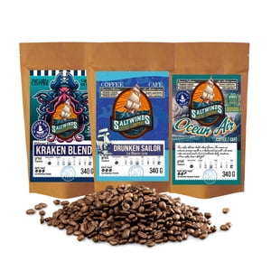 Stories by the Mer Coffee Ensemble (3 × 340 g Haricot entier) Air Infusion de Kraken Blend, Ocean Air & Drunken Sailor Dark Roasts (en anglais seulement) Canadian Roasted