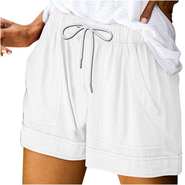 Cameland Women's Solid Casual Loose Pockets Drawstring Short Pants