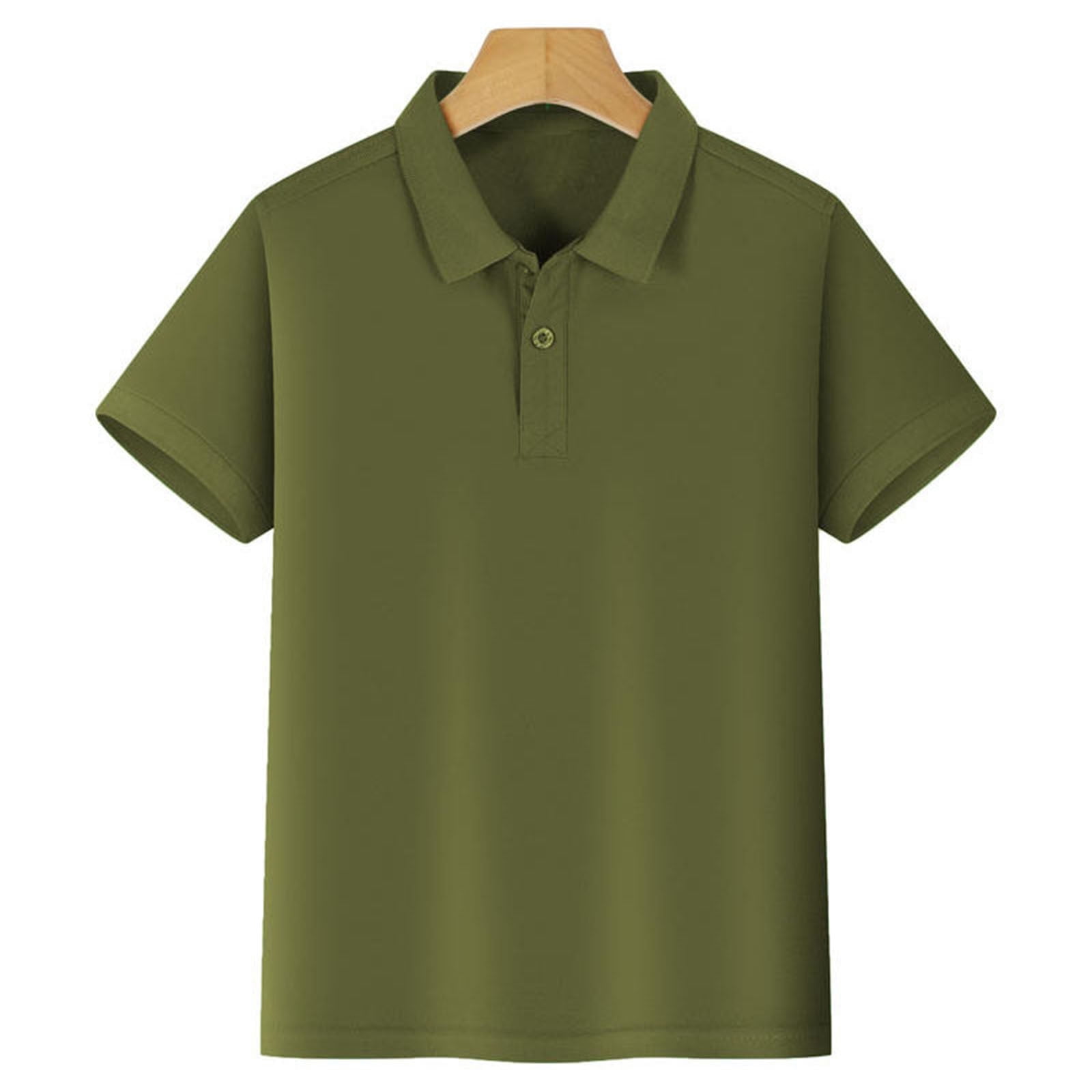 TOOYOU Girls T-Shirt Short Sleeve Solid Color Polo Shirt Button Closure Comfortable & Soft Fabric Summer Cute Basic Tops Green Size 7-8 Years