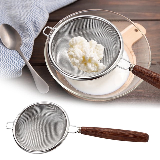 EGNMCR Kitchen Gadgets, Kitchen Accessories, Kitchen Utensils, Kitchen Tool 304 Strainer Stainless Steel Kitchen Gadget Wooden handle strainer