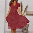 thumbnail image 2 of Pisexur Robe d'Été pour Femme à Manches Courtes, à Volants, Imprimé Floral, Aguichant, Col en V Profond, Taille Haute, Courte et Fluide, Robe Maxi, Décontractée, Vacances, Robes, Robe Soleil, 2 of 9