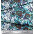thumbnail image 2 of Soimoi Tissu Poly Georgette Feuilles et Imprimé de Fleurs de Roses, Tissu au Mètre, 42 Pouces de Large, 2 of 3